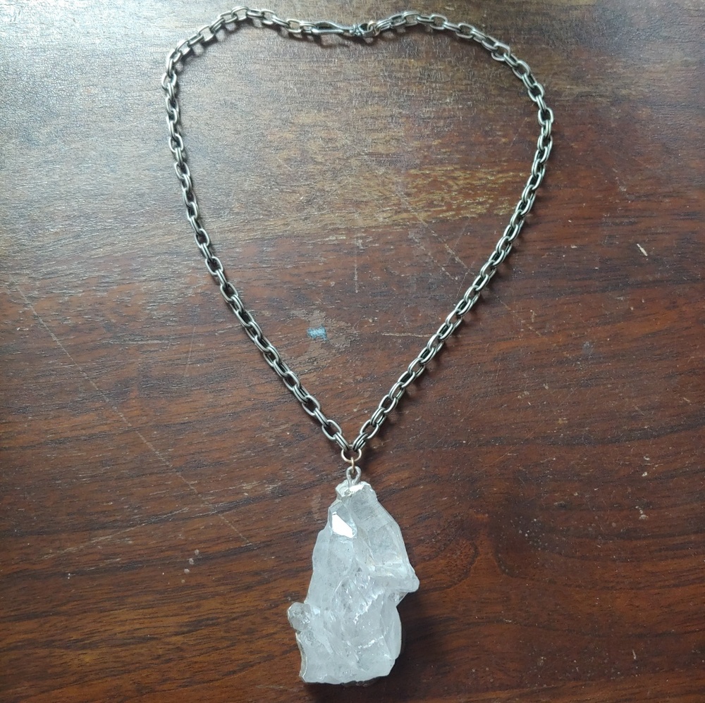 Handmade Crystal Necklace Silver